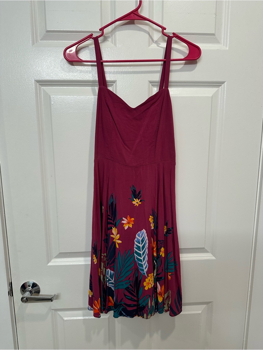 Old Navy Burgundy Floral Mini Dress with Spaghetti Straps